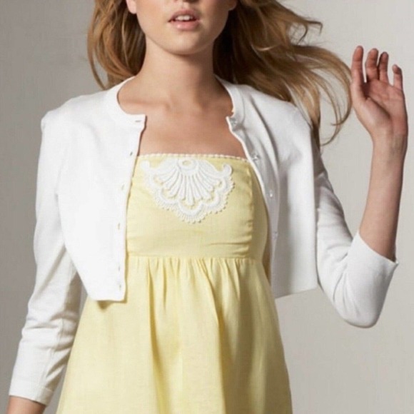 Lilly Pulitzer Cormick Yellow Linen Dress Size 6 Tie Shoulder Summer Beach - Picture 3 of 16